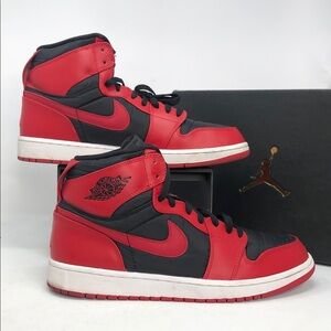 Air Jordan 1 High Strap Black Gym Red Bred 342132-002 Men’s Sneakers - Size 12